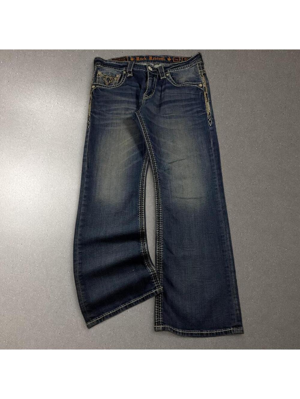 Y2K Grunge Archive Rock Revival Dark Wash Bootcut Jeans - Fits 34x30!